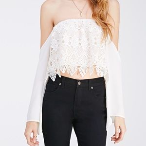 Forever 21 Off The Shoulder Crochet Crop Top